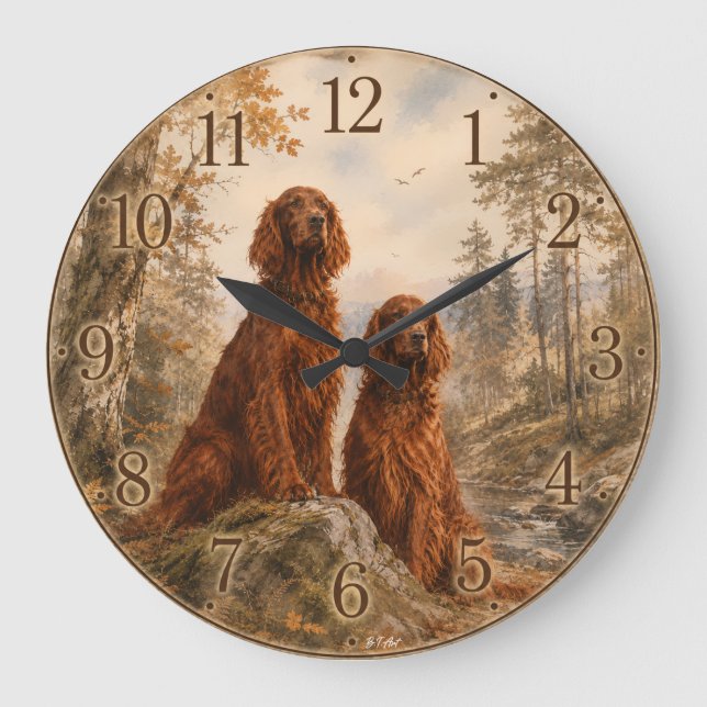  Irischer Setter  Große Wanduhr (Vorderseite)