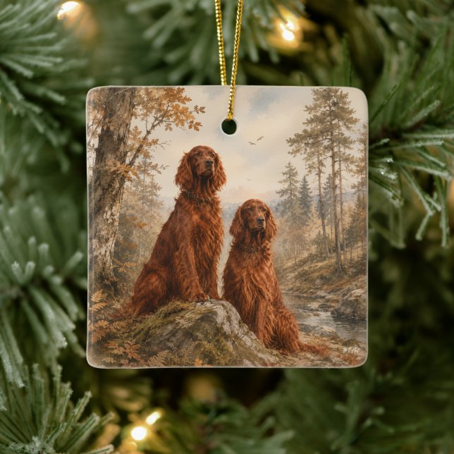  Irischer Setter  Keramikornament (Baum)