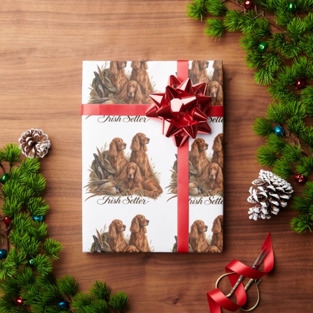 Irischer Setter ,Kunst  Geschenkpapier (Feiertagsgeschenk)