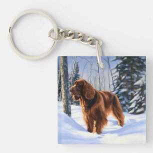 Irischer Setter Lass es schneien Weihnachten Schlüsselanhänger