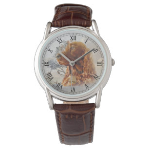 irischer Setter mit Fasant Armbanduhr