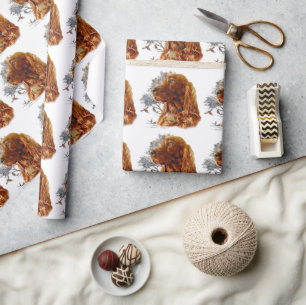 irischer Setter mit Fasant Geschenkpapier