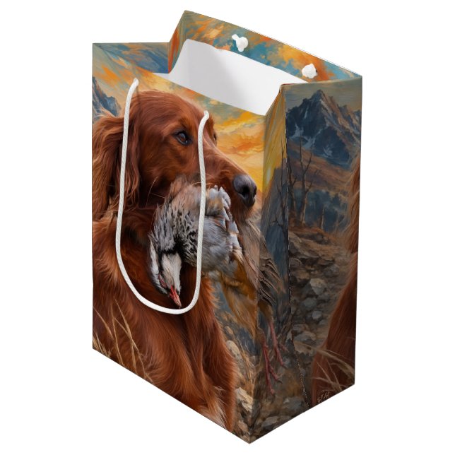  Irischer Setter Mittlere Geschenktüte (Vorderseite Schrägansicht)