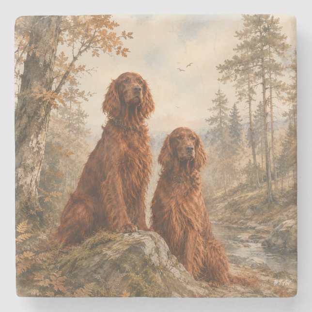  Irischer Setter  Steinuntersetzer (Vorderseite)