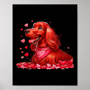 Irischer Setter Valentine Hearts Hund Männer Fraue Poster