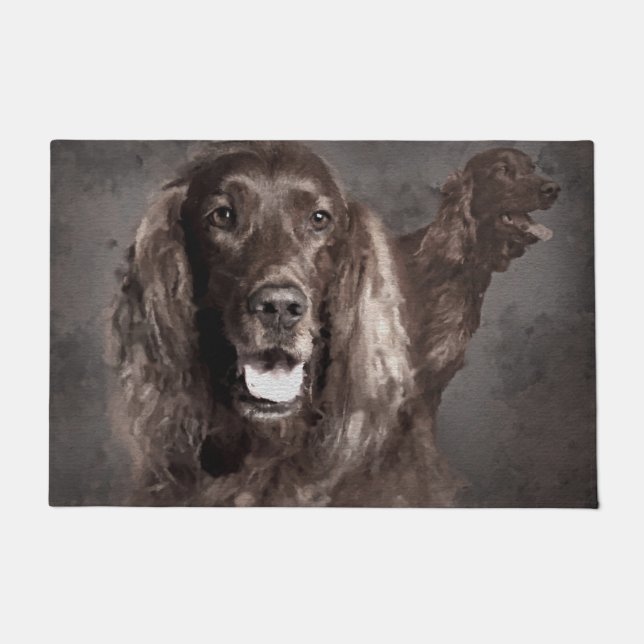 Irischer Setter verfolgt Digital-Kunst Fußmatte (Vorderseite)