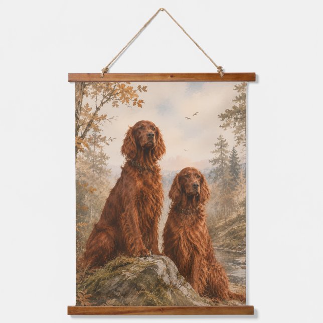  Irischer Setter  Wandteppich Mit Holzrahmen (Vorderseite)