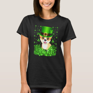 Irischer Shamrock Kobold Hut Corgi Hund St. Patric T-Shirt