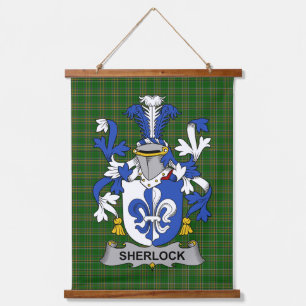 Irischer Sherlock-Wappenschild Familienwappen Wandteppich Mit Holzrahmen
