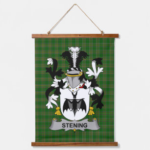 Irischer Stening-Wappenschild Familienwappen Wandteppich Mit Holzrahmen