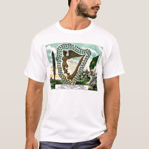 Irischer Stolz Irlands Embleme goldene Harfe Kleeb T-Shirt
