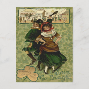Irischer Tanz Erin Go Braugh Shillelagh Postkarte