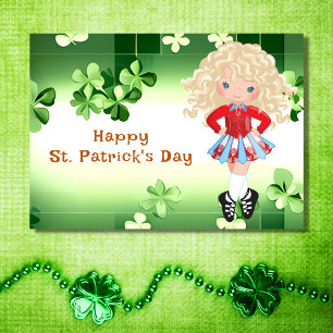 Irischer Tanz St. Patrick's Day Grüne Shamrocks Karte