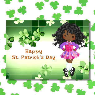 Irischer Tanz St. Patrick's Day Grüne Shamrocks Karte