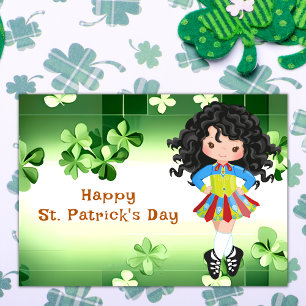 Irischer Tanz St. Patrick's Day Grüne Shamrocks Karte