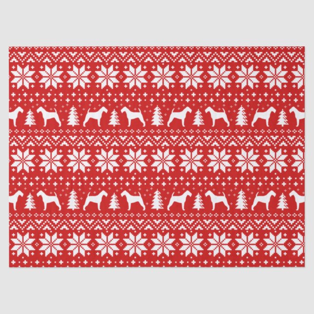 Irischer Terrier-Silhouette-Weihnachtsmuster-Rot Seidenpapier (Vorderseite)