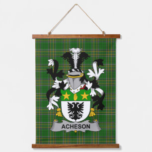 Irisches Acheson-Wappen Familienwappen Wandteppich Mit Holzrahmen