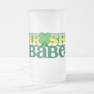 IRISCHES BABY! niedlich mit einem Kleeblatt Mattglas Bierglas