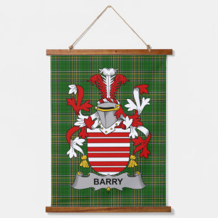 Irisches Barry-Wappen Familienwappen Wandteppich Mit Holzrahmen