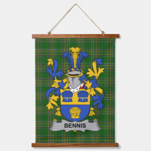 Irisches Bennis-Wappen Familienwappen Irisches Ben Wandteppich Mit Holzrahmen