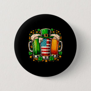 Irisches Bier Irland Amerikanische Flagge St. Patr Button
