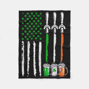 Irisches Bier Irland Amerikanische Flagge St Patri Fleecedecke