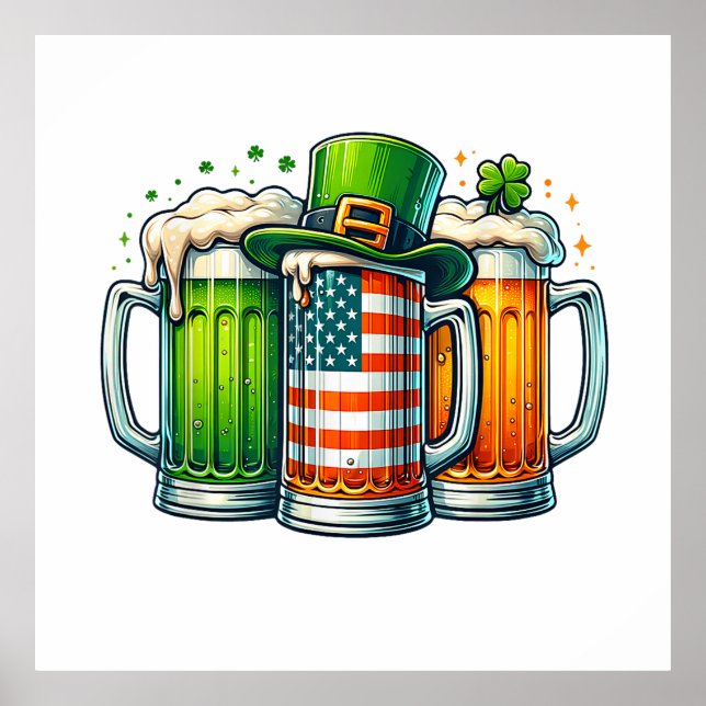 Irisches Bier Irland St Patricks Day Trinkparty Poster (Vorne)