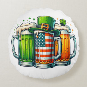 Irisches Bier Irland St. Patricks Day Trinkparty Rundes Kissen