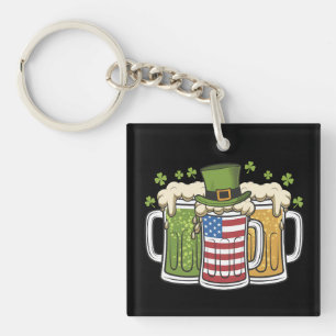 Irisches Bier Irland USA Amerikanische Flagge St. Schlüsselanhänger