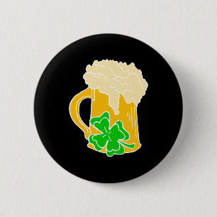 Irisches Bier und Kleeblatt Button
