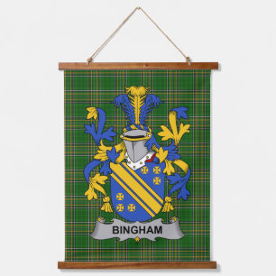 Irisches Bingham-Wappen Familienwappen Wandteppich Mit Holzrahmen