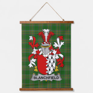 Irisches Blanchfield-Wappen Familienwappen Wandteppich Mit Holzrahmen
