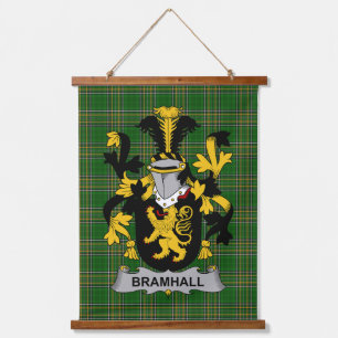 Irisches Bramhall-Wappen Familienwappen Wandteppich Mit Holzrahmen