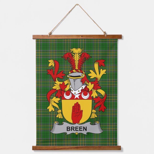 Irisches Breen oder O_Breen Wappen Familienwappen Wandteppich Mit Holzrahmen (Vorderseite)