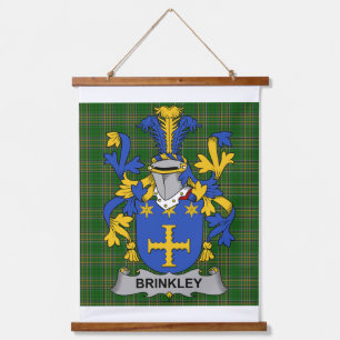 Irisches Brinkley-Wappen Familienwappen Wandteppich Mit Holzrahmen