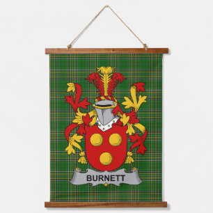 Irisches Burnett-Wappen Familienwappen Wandteppich Mit Holzrahmen