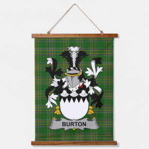 Irisches Burton Wappen Familienwappen Wandteppich Mit Holzrahmen