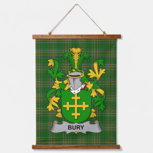 Irisches Bury- oder Berry-Wappen Familienwappen Wandteppich Mit Holzrahmen