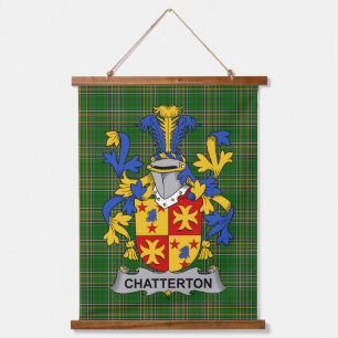 Irisches Chatterton-Wappen Familienwappen Wandteppich Mit Holzrahmen