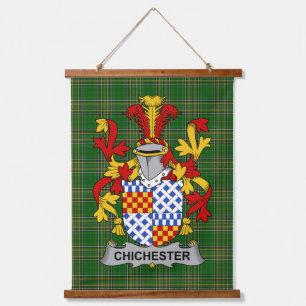 Irisches Chichester-Wappen Familienwappen Wandteppich Mit Holzrahmen