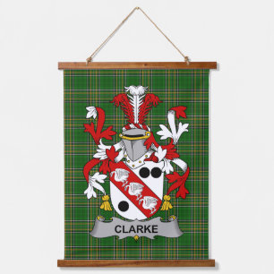 Irisches Clarke Wappen Familienwappen Wandteppich Mit Holzrahmen