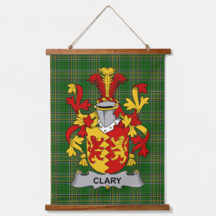 Irisches Clary oder O_Clary Wappen Familienwappen Wandteppich Mit Holzrahmen