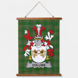 Irisches Collins Wappen Familienwappen Wandteppich Mit Holzrahmen
