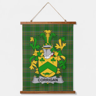 Irisches Corrigan oder O_Corrigan Wappen Familienw Wandteppich Mit Holzrahmen