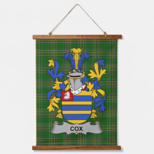 Irisches Cox Wappen Familienwappen Wandteppich Mit Holzrahmen