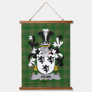 Irisches Denn-Wappen Familienwappen Wandteppich Mit Holzrahmen