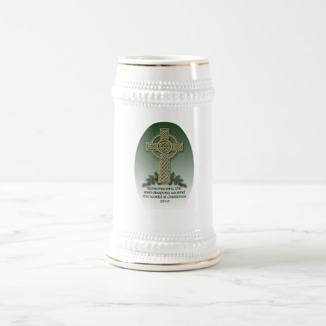 Irisches Diaspora-WeihnachtsKeramik-Bier Stein Bierglas (Mittel)