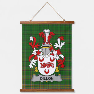 Irisches Dillon-Wappen Familienwappen Wandteppich Mit Holzrahmen