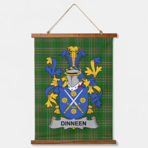Irisches Dinneen oder O_Dinneen Wappen Familienwap Wandteppich Mit Holzrahmen