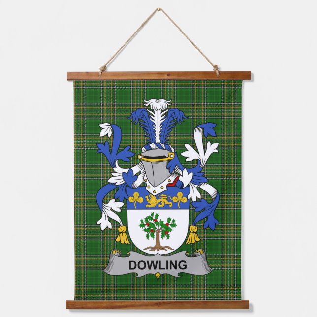 Irisches Dowling oder O_Dowling Wappen Familienwap Wandteppich Mit Holzrahmen (Vorderseite)